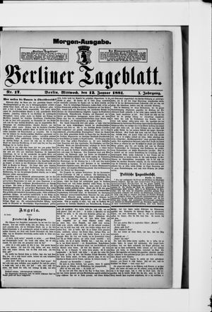 Berliner Tageblatt und Handels-Zeitung vom 12.01.1881
