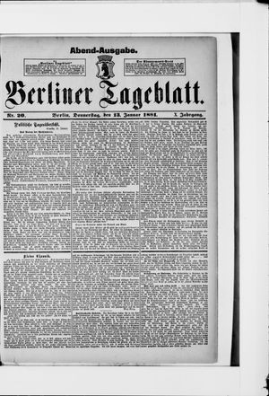 Berliner Tageblatt und Handels-Zeitung on Jan 13, 1881