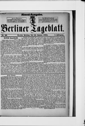Berliner Tageblatt und Handels-Zeitung vom 14.01.1881