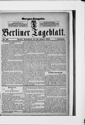 Berliner Tageblatt und Handels-Zeitung vom 15.01.1881
