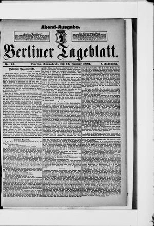 Berliner Tageblatt und Handels-Zeitung vom 15.01.1881