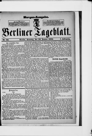 Berliner Tageblatt und Handels-Zeitung on Jan 16, 1881