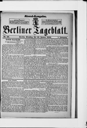 Berliner Tageblatt und Handels-Zeitung on Jan 18, 1881