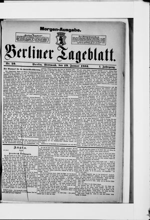 Berliner Tageblatt und Handels-Zeitung vom 19.01.1881