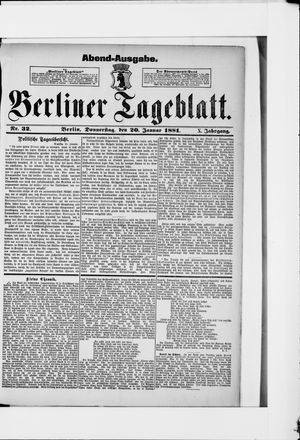 Berliner Tageblatt und Handels-Zeitung on Jan 20, 1881