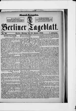 Berliner Tageblatt und Handels-Zeitung vom 24.01.1881