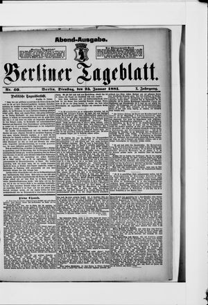 Berliner Tageblatt und Handels-Zeitung vom 25.01.1881