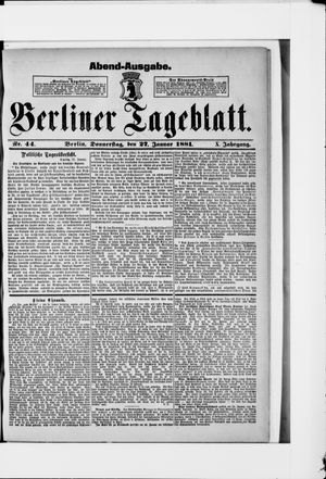 Berliner Tageblatt und Handels-Zeitung vom 27.01.1881
