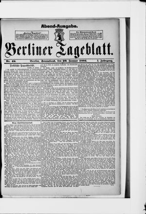 Berliner Tageblatt und Handels-Zeitung vom 29.01.1881