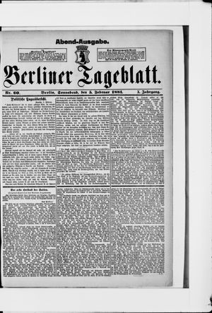 Berliner Tageblatt und Handels-Zeitung on Feb 5, 1881