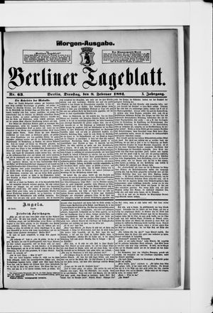 Berliner Tageblatt und Handels-Zeitung vom 08.02.1881