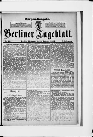 Berliner Tageblatt und Handels-Zeitung vom 09.02.1881