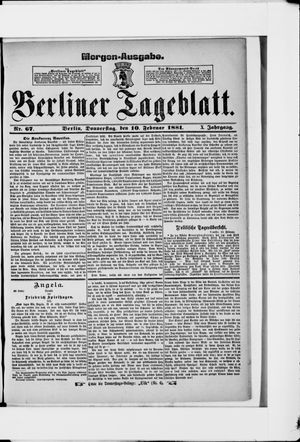 Berliner Tageblatt und Handels-Zeitung vom 10.02.1881