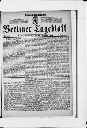 Berliner Tageblatt und Handels-Zeitung vom 10.02.1881