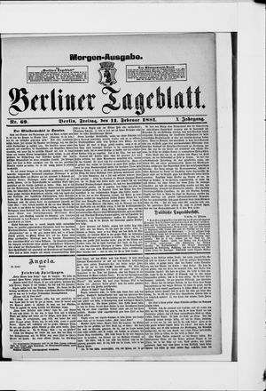 Berliner Tageblatt und Handels-Zeitung vom 11.02.1881