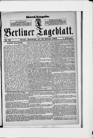 Berliner Tageblatt und Handels-Zeitung vom 12.02.1881