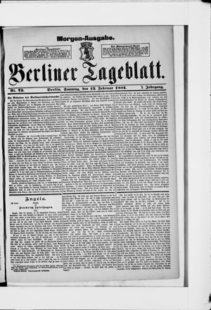 Berliner Tageblatt und Handels-Zeitung vom 13.02.1881