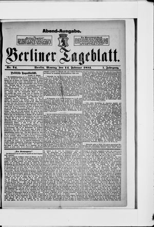 Berliner Tageblatt und Handels-Zeitung vom 14.02.1881