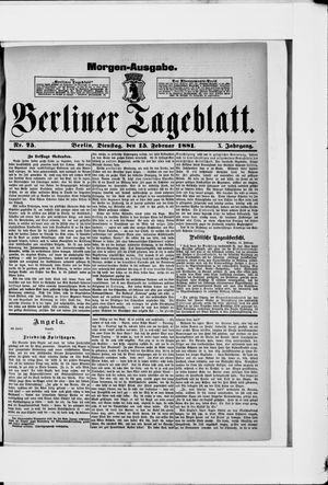 Berliner Tageblatt und Handels-Zeitung vom 15.02.1881