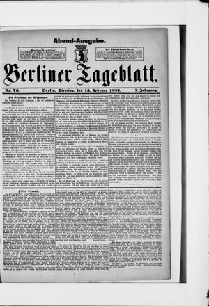 Berliner Tageblatt und Handels-Zeitung on Feb 15, 1881