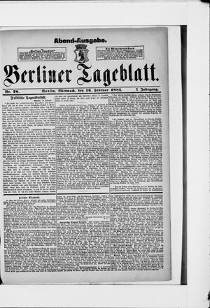 Berliner Tageblatt und Handels-Zeitung vom 16.02.1881