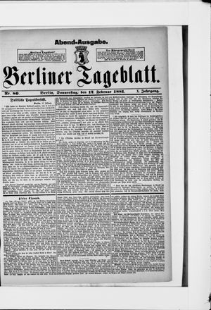 Berliner Tageblatt und Handels-Zeitung vom 17.02.1881