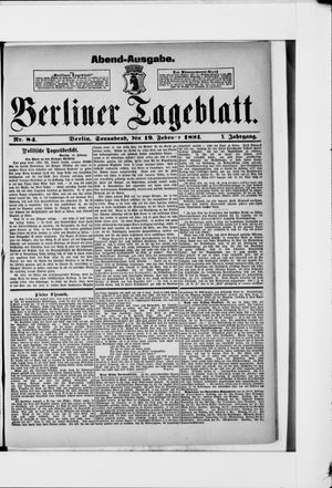 Berliner Tageblatt und Handels-Zeitung on Feb 19, 1881