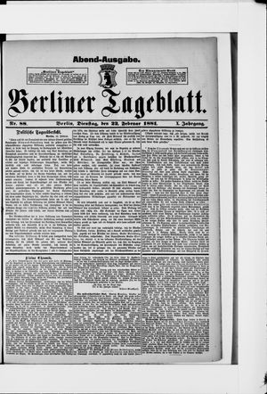 Berliner Tageblatt und Handels-Zeitung vom 22.02.1881
