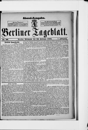 Berliner Tageblatt und Handels-Zeitung vom 23.02.1881