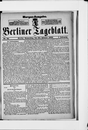 Berliner Tageblatt und Handels-Zeitung vom 24.02.1881