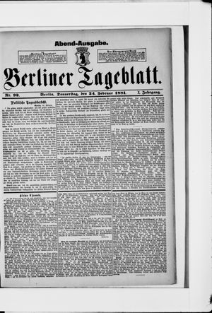 Berliner Tageblatt und Handels-Zeitung vom 24.02.1881