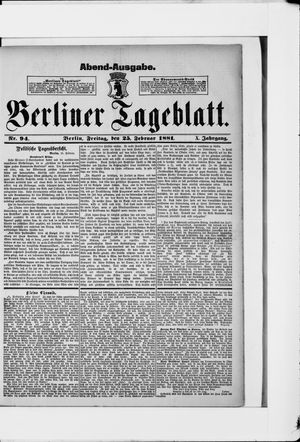 Berliner Tageblatt und Handels-Zeitung vom 25.02.1881