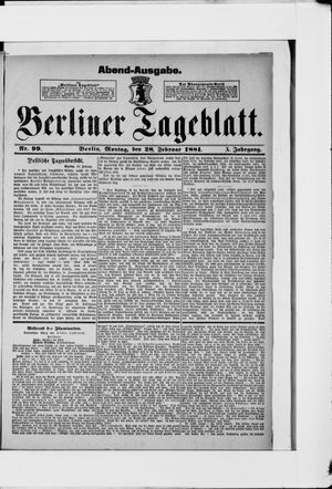 Berliner Tageblatt und Handels-Zeitung vom 28.02.1881