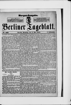 Berliner Tageblatt und Handels-Zeitung vom 01.05.1881