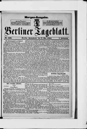 Berliner Tageblatt und Handels-Zeitung on May 7, 1881