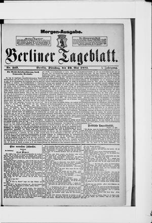Berliner Tageblatt und Handels-Zeitung vom 10.05.1881
