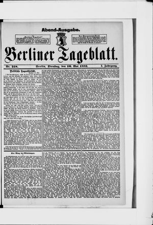 Berliner Tageblatt und Handels-Zeitung vom 10.05.1881