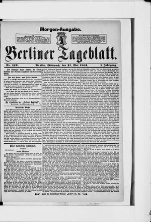 Berliner Tageblatt und Handels-Zeitung vom 11.05.1881