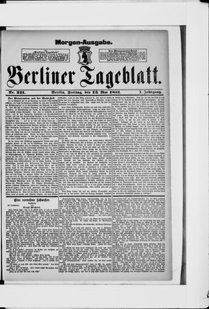 Berliner Tageblatt und Handels-Zeitung on May 13, 1881