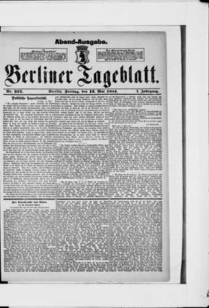 Berliner Tageblatt und Handels-Zeitung on May 13, 1881