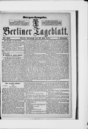 Berliner Tageblatt und Handels-Zeitung vom 18.05.1881