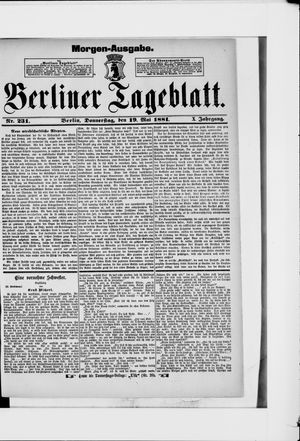 Berliner Tageblatt und Handels-Zeitung vom 19.05.1881
