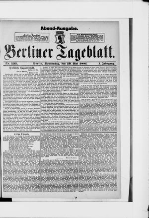 Berliner Tageblatt und Handels-Zeitung vom 19.05.1881