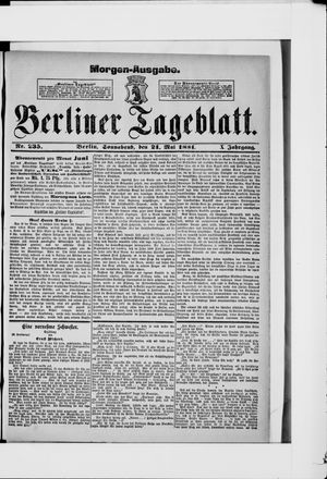 Berliner Tageblatt und Handels-Zeitung on May 21, 1881