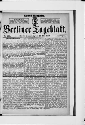 Berliner Tageblatt und Handels-Zeitung vom 21.05.1881