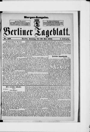 Berliner Tageblatt und Handels-Zeitung vom 22.05.1881