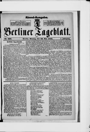 Berliner Tageblatt und Handels-Zeitung vom 23.05.1881
