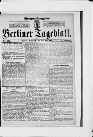 Berliner Tageblatt und Handels-Zeitung vom 25.05.1881