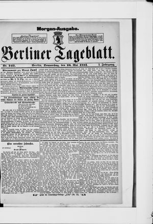 Berliner Tageblatt und Handels-Zeitung on May 26, 1881