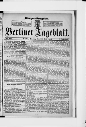 Berliner Tageblatt und Handels-Zeitung vom 29.05.1881